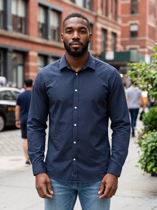 H&M Other - H&M Men's 2 Pack Navy Microdot Button-Down Slim Fit Shirt & Dark Burgundy